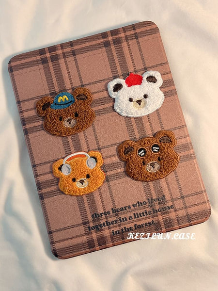 Case iPad Bear Plaid FashionChic