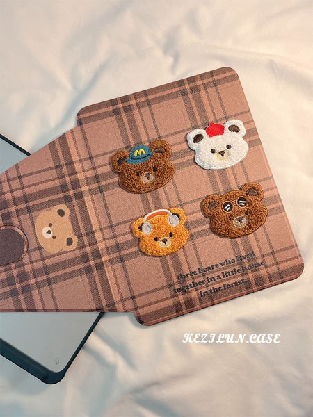 Case iPad Bear Plaid FashionChic