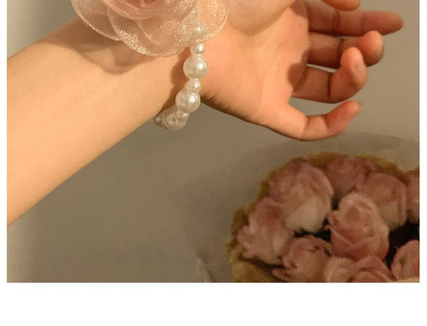 (Various / Designs) Tie Scrunchie Hair Pearl Clip Mesh Rose Faux FashionChic