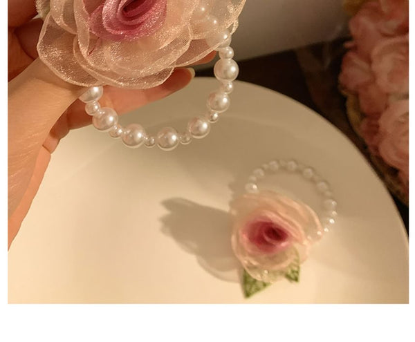 (Various / Designs) Tie Scrunchie Hair Pearl Clip Mesh Rose Faux FashionChic