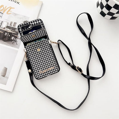 Lanyard Phone Cat Case Pearl Faux Houndstooth FashionChic