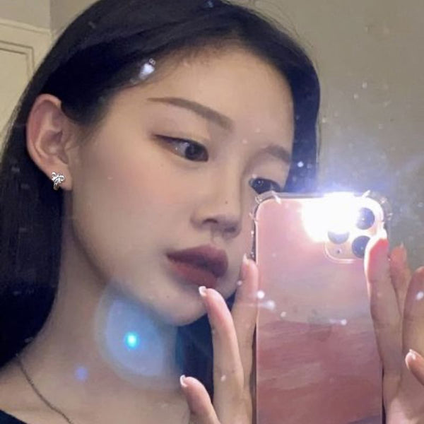 Huggie Bow Silver Earring Sterling FashionChic