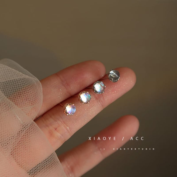 Earring Faux Silver Sterling Stud Gemstone FashionChic