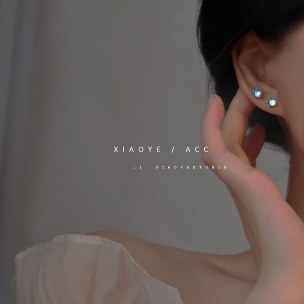 Earring Faux Silver Sterling Stud Gemstone FashionChic