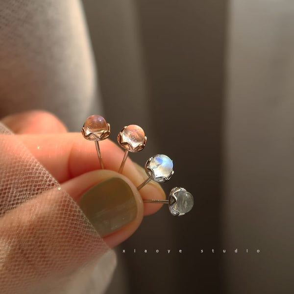 Earring Faux Silver Sterling Stud Gemstone FashionChic