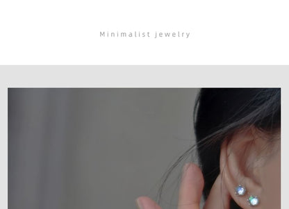 Earring Faux Silver Sterling Stud Gemstone FashionChic