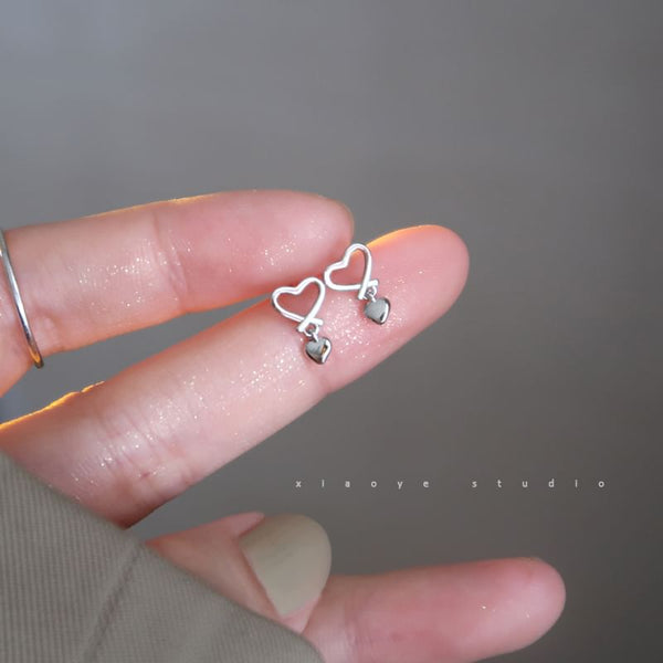 Sterling Earring Heart Drop Silver FashionChic
