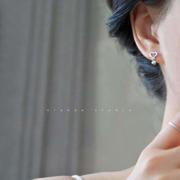 Sterling Earring Heart Drop Silver FashionChic