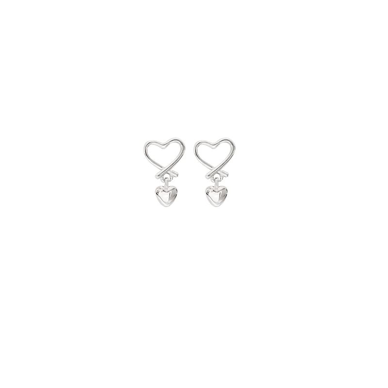 Sterling Earring Heart Drop Silver FashionChic