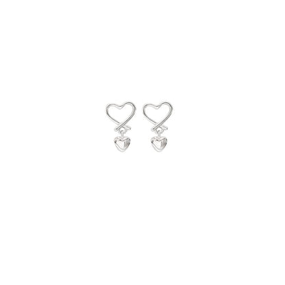 Sterling Earring Heart Drop Silver FashionChic