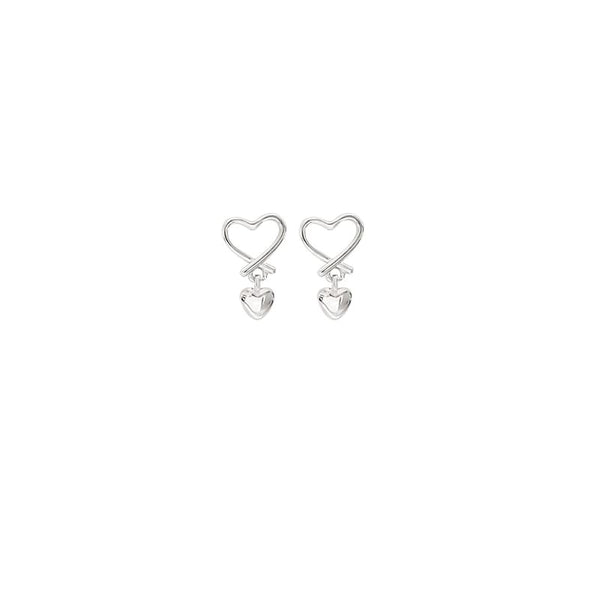 Sterling Earring Heart Drop Silver FashionChic