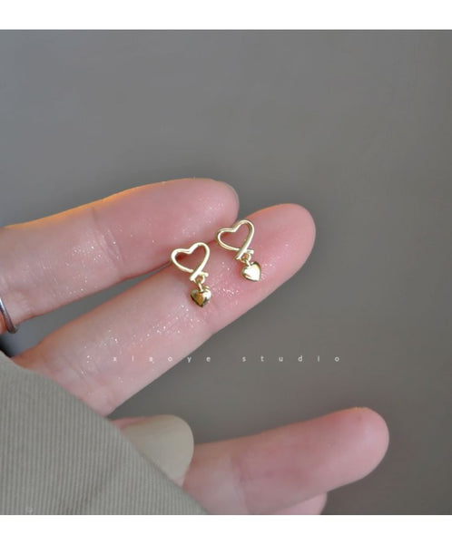 Sterling Earring Heart Drop Silver FashionChic