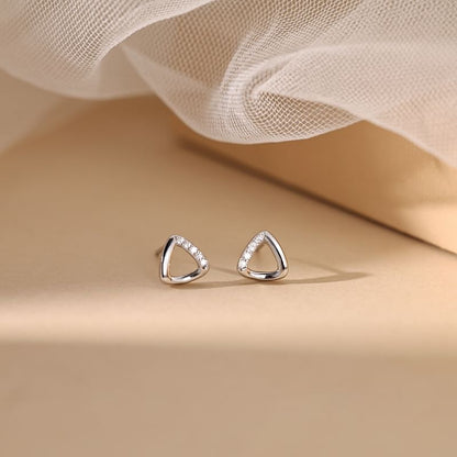 Silver (Various Sterling Geometric Earring Designs) Rhinestone Stud FashionChic