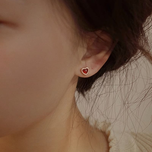 Stud Silver Heart Earring Sterling FashionChic