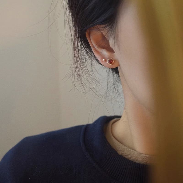 Stud Silver Heart Earring Sterling FashionChic