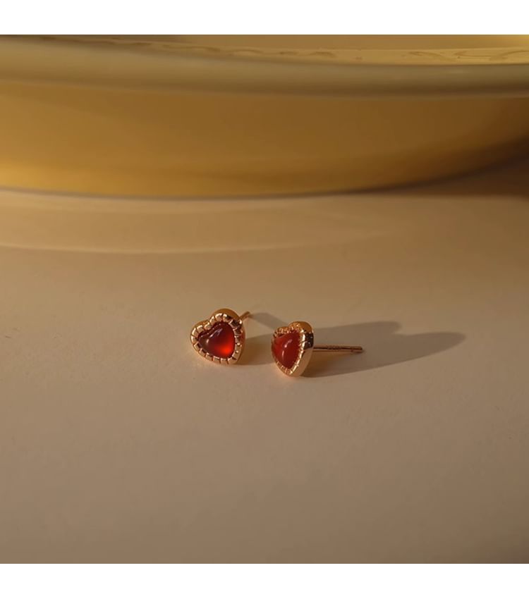 Stud Silver Heart Earring Sterling FashionChic