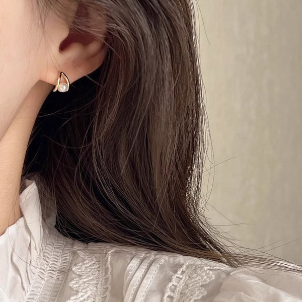 Pearl Sterling Earring Stud Silver Faux FashionChic