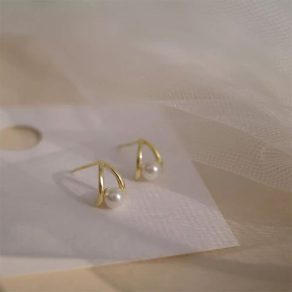 Pearl Sterling Earring Stud Silver Faux FashionChic