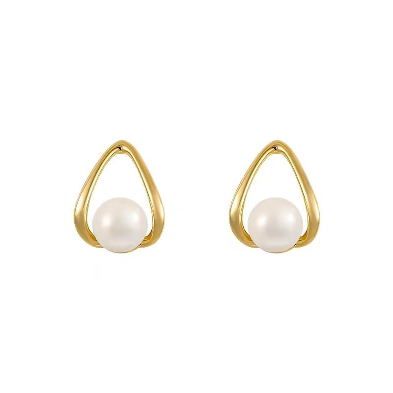 Pearl Sterling Earring Stud Silver Faux FashionChic