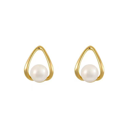Pearl Sterling Earring Stud Silver Faux FashionChic
