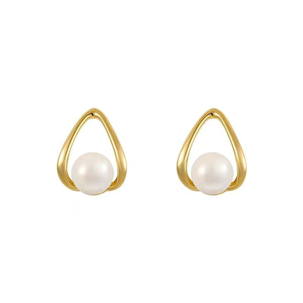 Pearl Sterling Earring Stud Silver Faux FashionChic
