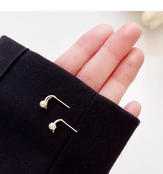 Pearl Sterling Earring Stud Silver Faux FashionChic