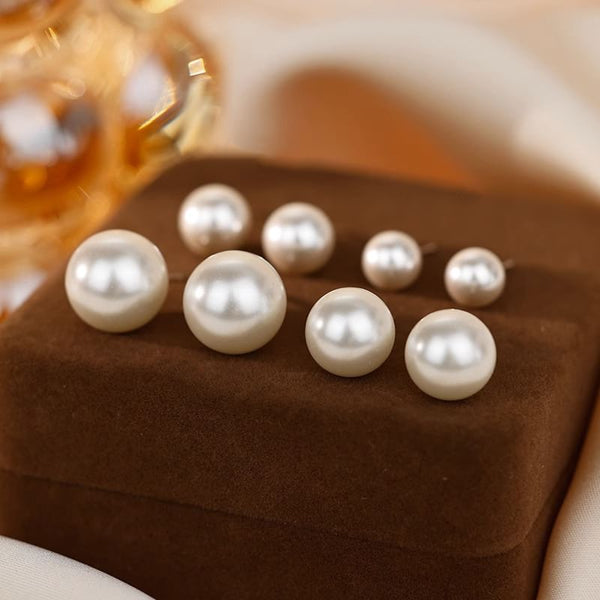 Earring Pearl Sterling Faux Stud Silver FashionChic