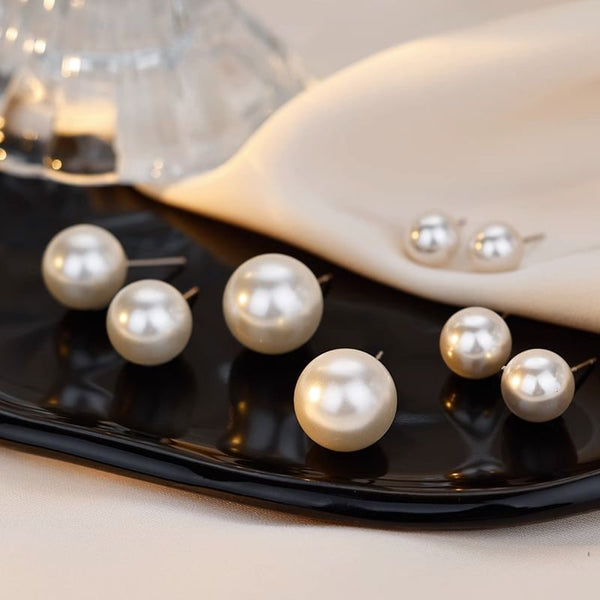 Earring Pearl Sterling Faux Stud Silver FashionChic
