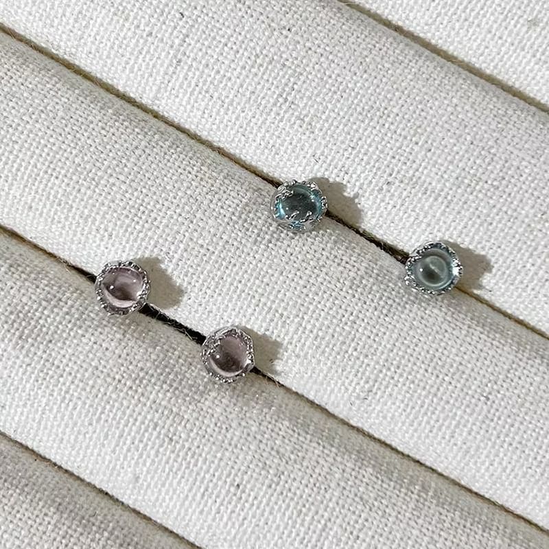 Faux Earring Gemstone Barbell Sterling Silver FashionChic