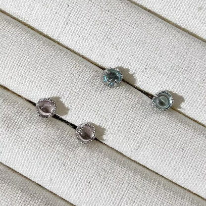 Faux Earring Gemstone Barbell Sterling Silver FashionChic