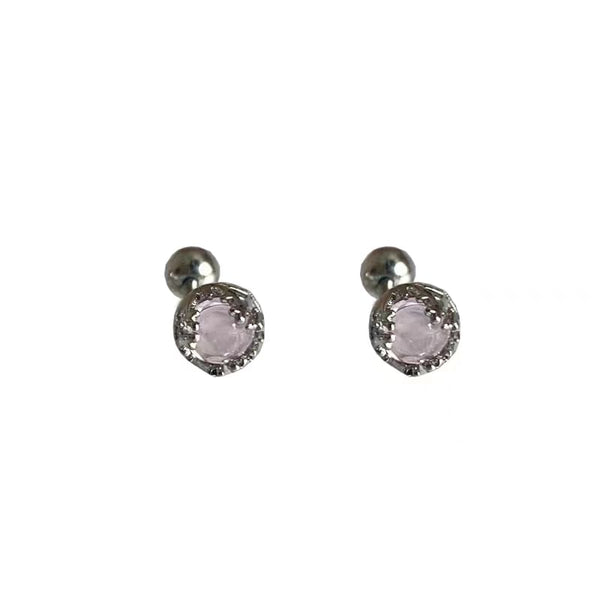 Faux Earring Gemstone Barbell Sterling Silver FashionChic