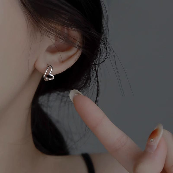 Heart Huggie Sterling Earring Silver FashionChic