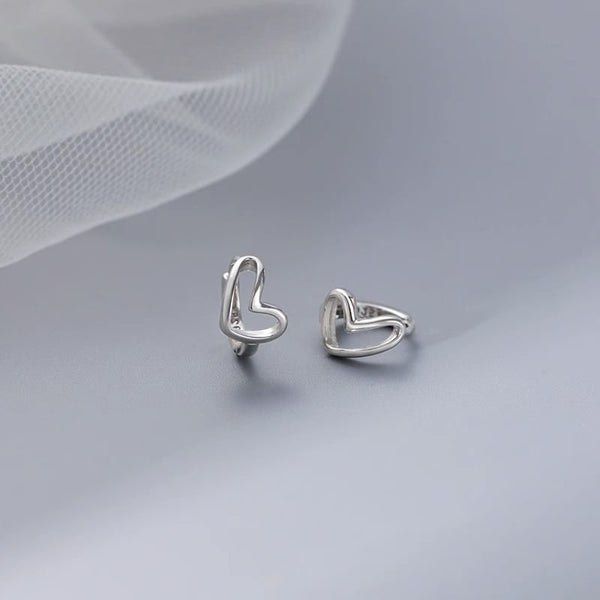 Heart Huggie Sterling Earring Silver FashionChic