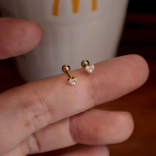 Rhinestone Earring Silver Barbell Sterling Heart FashionChic