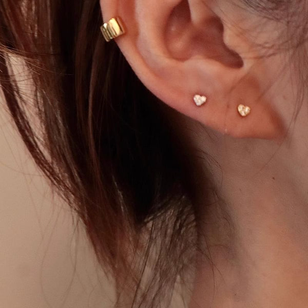 Rhinestone Earring Silver Barbell Sterling Heart FashionChic