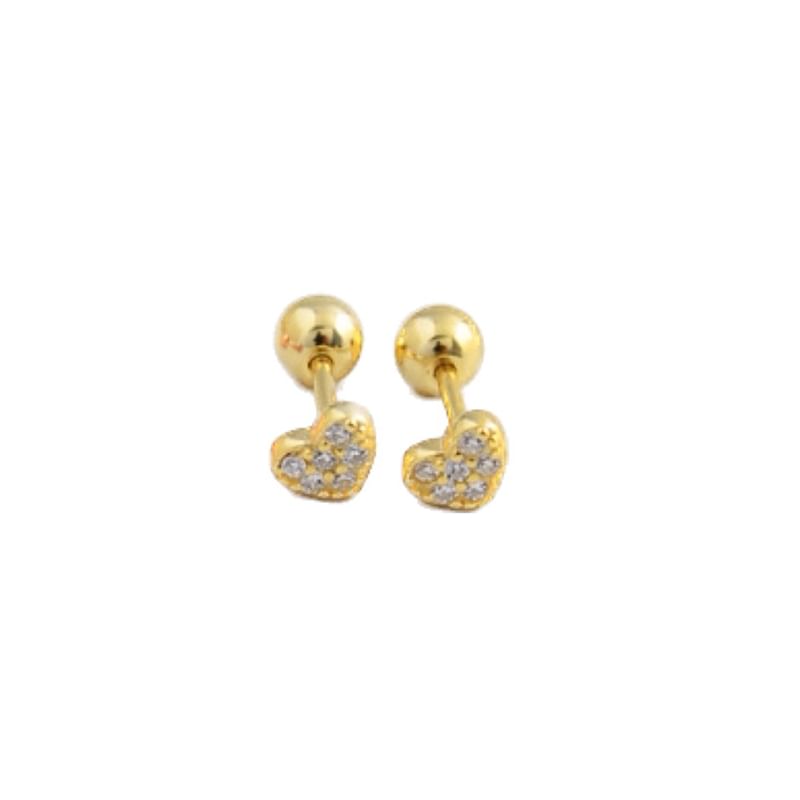 Rhinestone Earring Silver Barbell Sterling Heart FashionChic