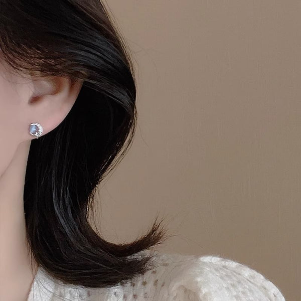 Stud Sterling Silver Earring Moon FashionChic