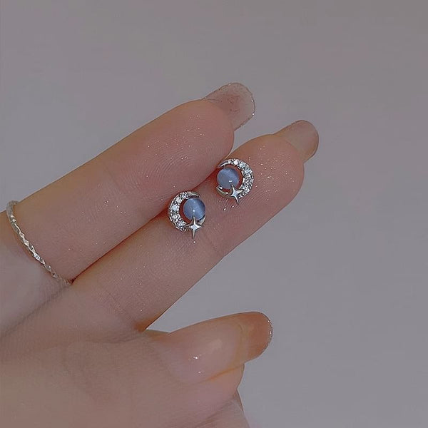 Stud Sterling Silver Earring Moon FashionChic