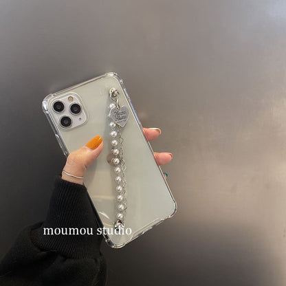 Faux Case Phone Strap Pearl Heart FashionChic
