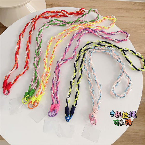 Lanyard Phone with Braided Pad Faux Pearl FashionChic