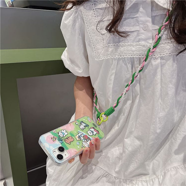 Lanyard Phone with Braided Pad Faux Pearl FashionChic