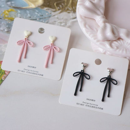 Bow Alloy Heart Drop Earring FashionChic