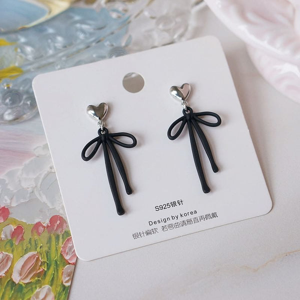 Bow Alloy Heart Drop Earring FashionChic