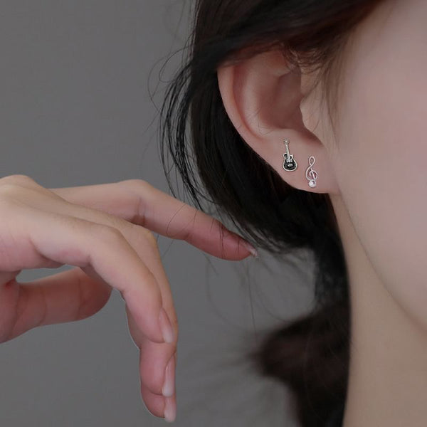 Stud Ear Silver Sterling Asymmetrical FashionChic