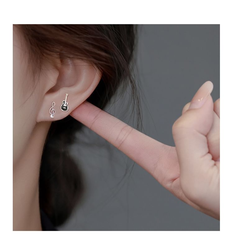 Stud Ear Silver Sterling Asymmetrical FashionChic