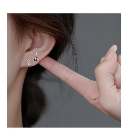 Stud Ear Silver Sterling Asymmetrical FashionChic