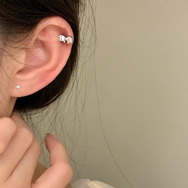 Ear Bow Stud Rhinestone FashionChic