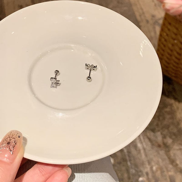 Ear Bow Stud Rhinestone FashionChic