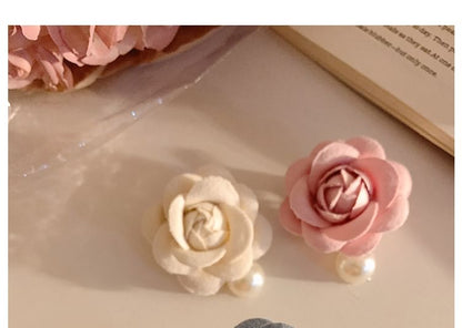 Faux Clip Fabric Floral Hair Pearl FashionChic