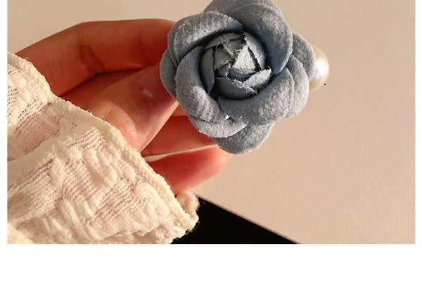 Faux Clip Fabric Floral Hair Pearl FashionChic